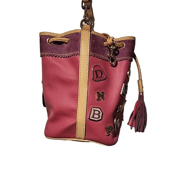 DOONEY & BOURKE Rare PINK Edition Lindsay Lohan Charm Leather Bucket Bag purse 6 - Picture 6 of 16